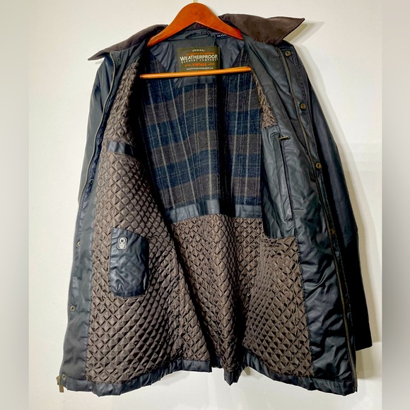 Weather Proof Mens 3/4 length Wax Jacket with Faux Suede Collar - Picture 3 of 3